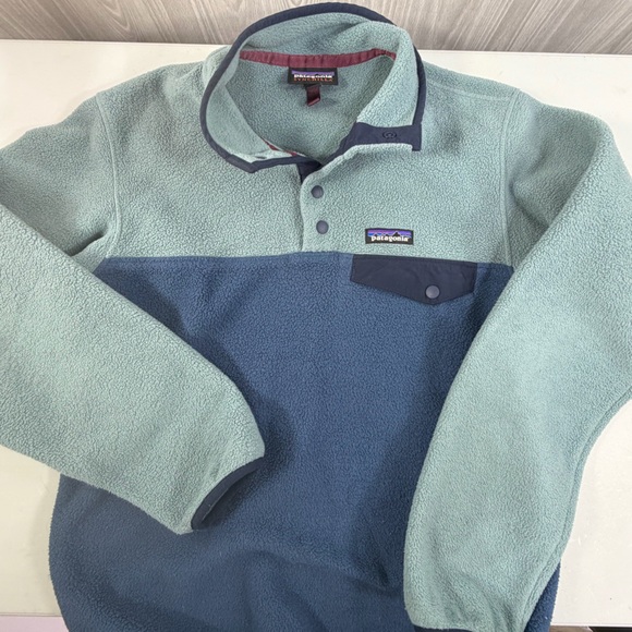 Patagonia Synchilla Snap-T Snap T Fleece Pullover Sweater Two Tone Blue Small S - Picture 3 of 7